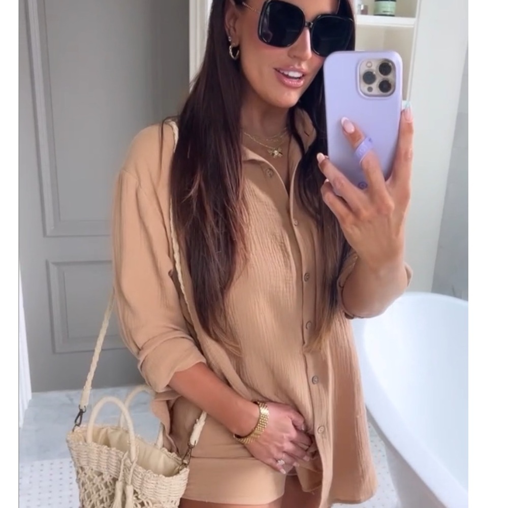 SOLD- Addison Taupe Button Down Romper